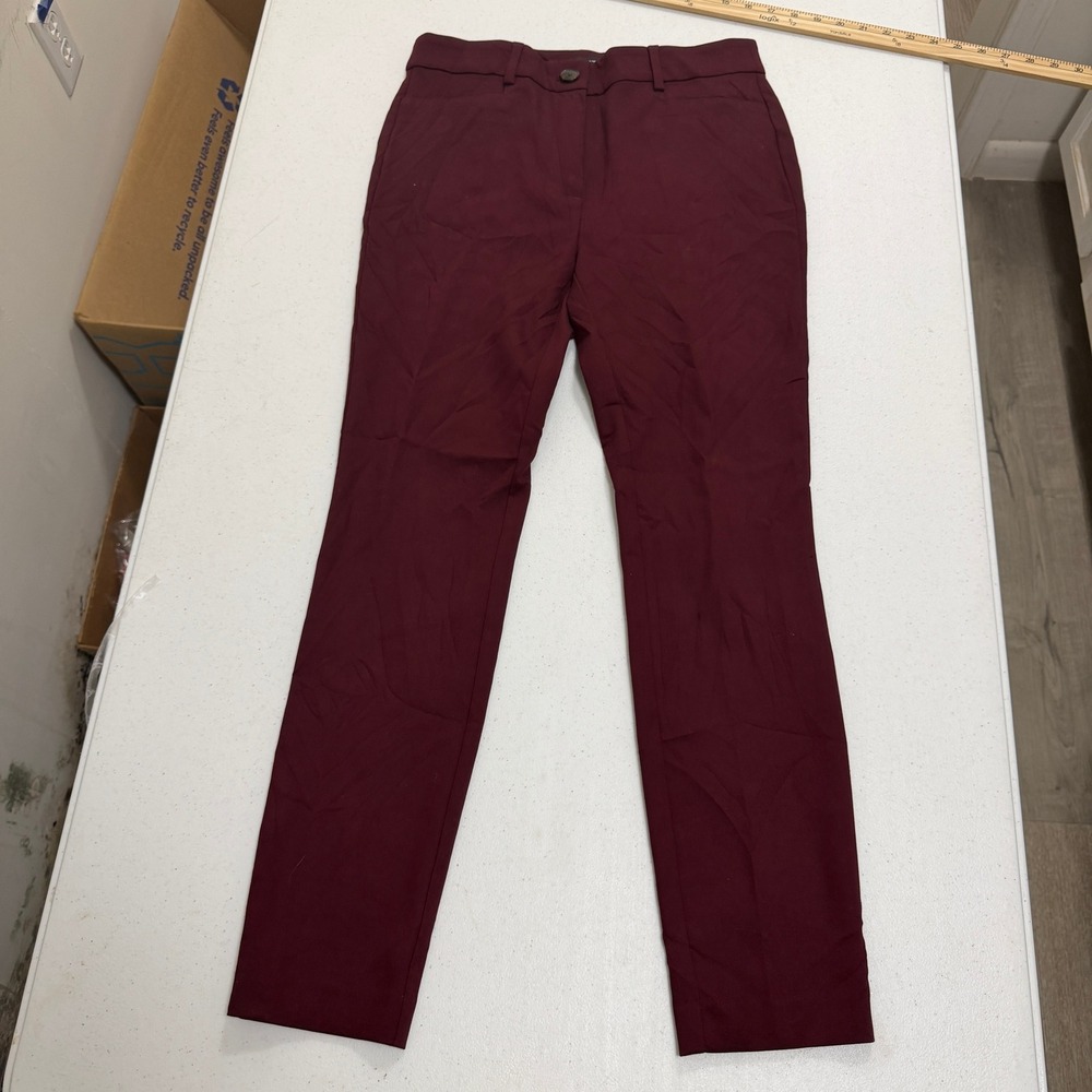 Loft Skinny Trousers Womens 4 Burgundy‎ Maroon Mid Rise Stretch Work Pants 5476